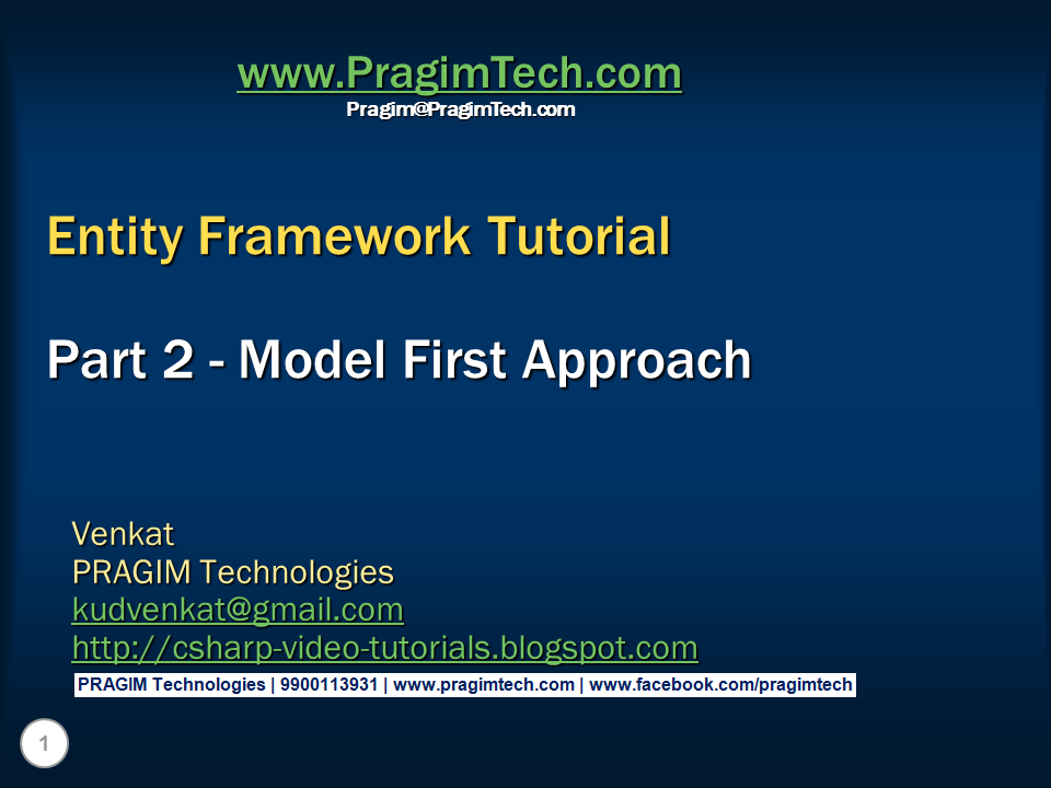 Sql server, .net and c# video tutorial: Part 2 - Entity Framework Model