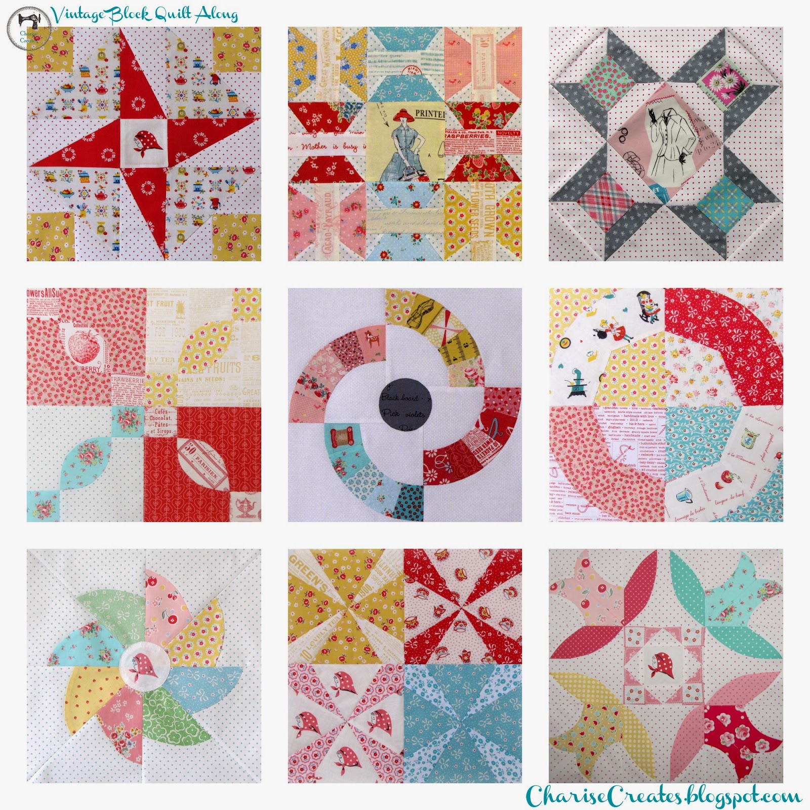 Charise Creates Vintage Block Quilt Along My Progress so far