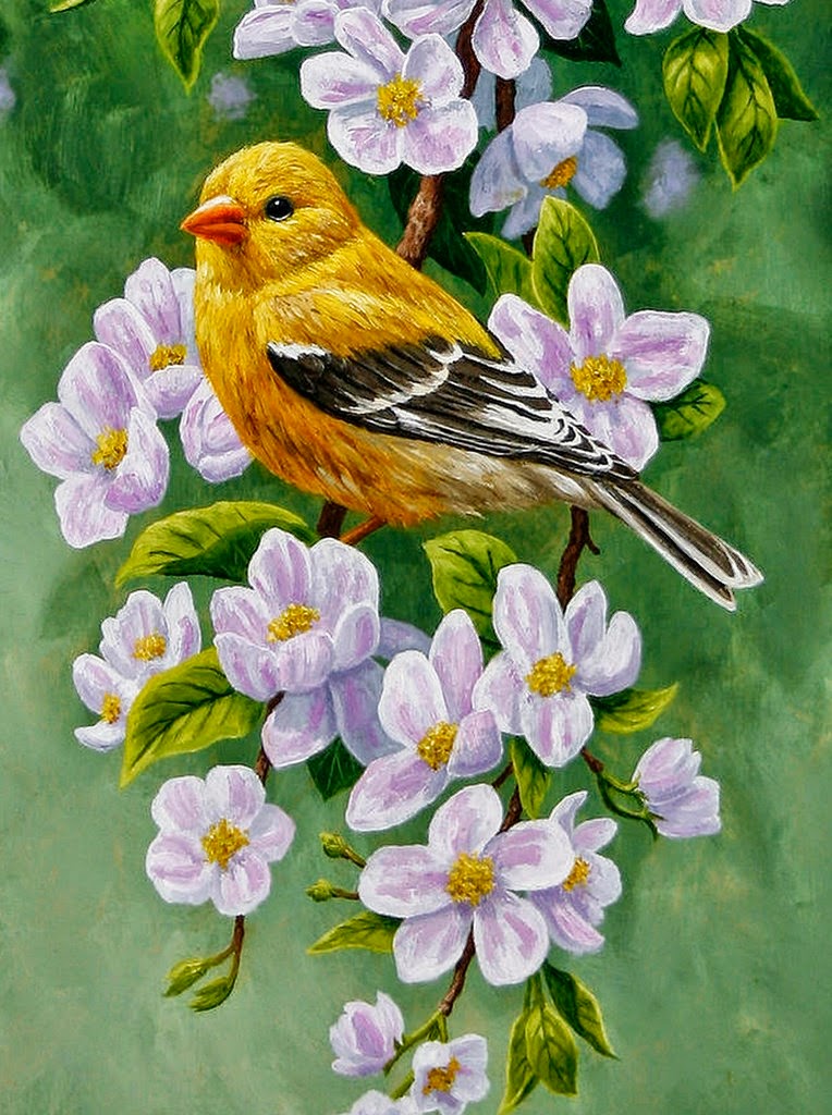 pinturas-de-aves-y-flores