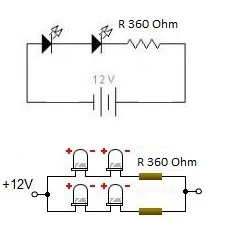 Simple LED lights Circuit for Motorcycles