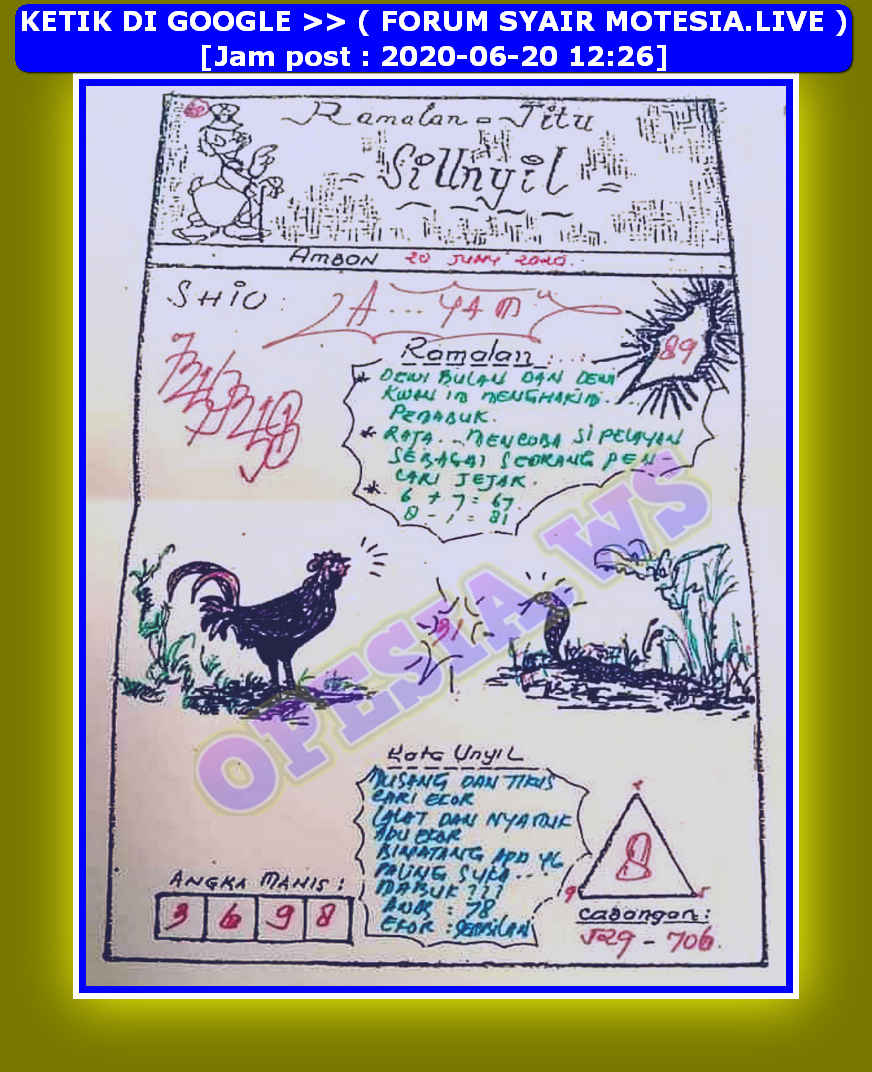 Si Unyil Togel 2020 Mimpi Syair Ronda