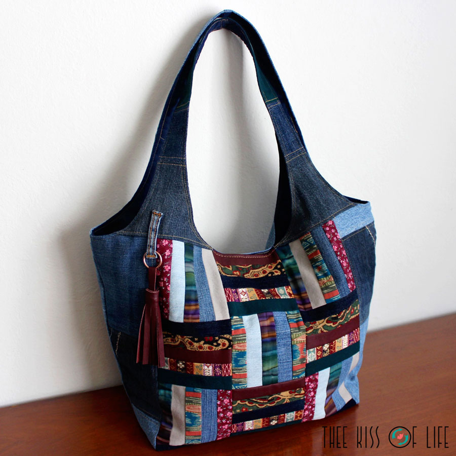 Buy Handcrafted Upcycled Denim Laptop Bag | 15 inch Online On Zwende