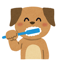 歯磨きをしている犬のキャラクターのイラスト