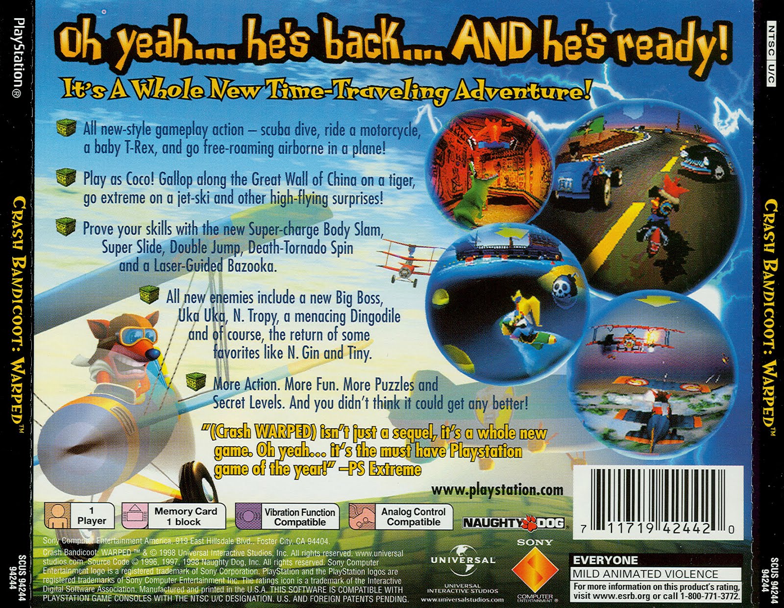 ISOS PSX/PS2 Crash Bandicoot Warped [NTSCU] [SCUS94244]