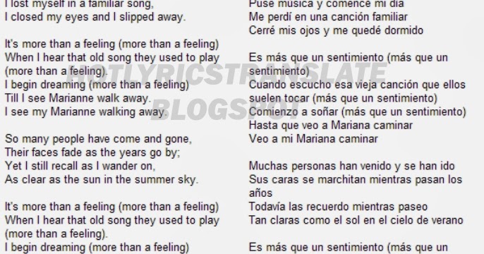 Boston More Than A Feeling Lyrics Deutsch toplyricstranslated.blogspot.com