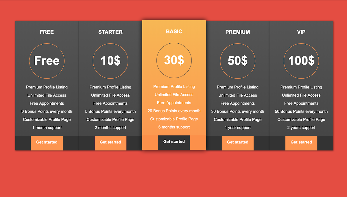 Pricing Table