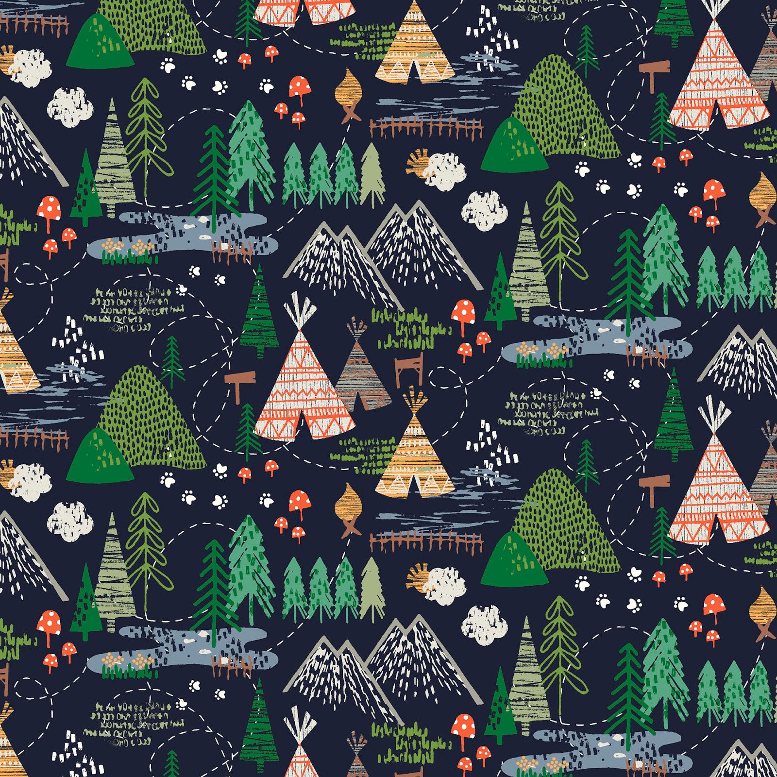 Pieced Brain Camping Fun quilt pattern