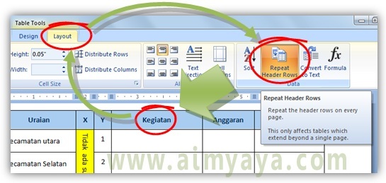 Cara Agar Kepala Baris Tabel Muncul pada Halaman Berikutnya di Ms Word