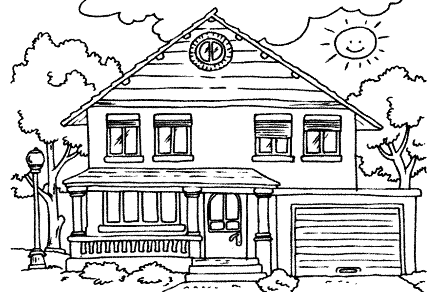 59 gambar mewarnai rumah untuk anak PAUD, TK dan SD