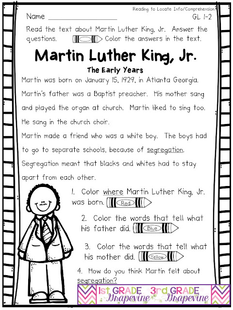 M/martin Luther King Jr Printable Worksheets For 2nd Graders | Template