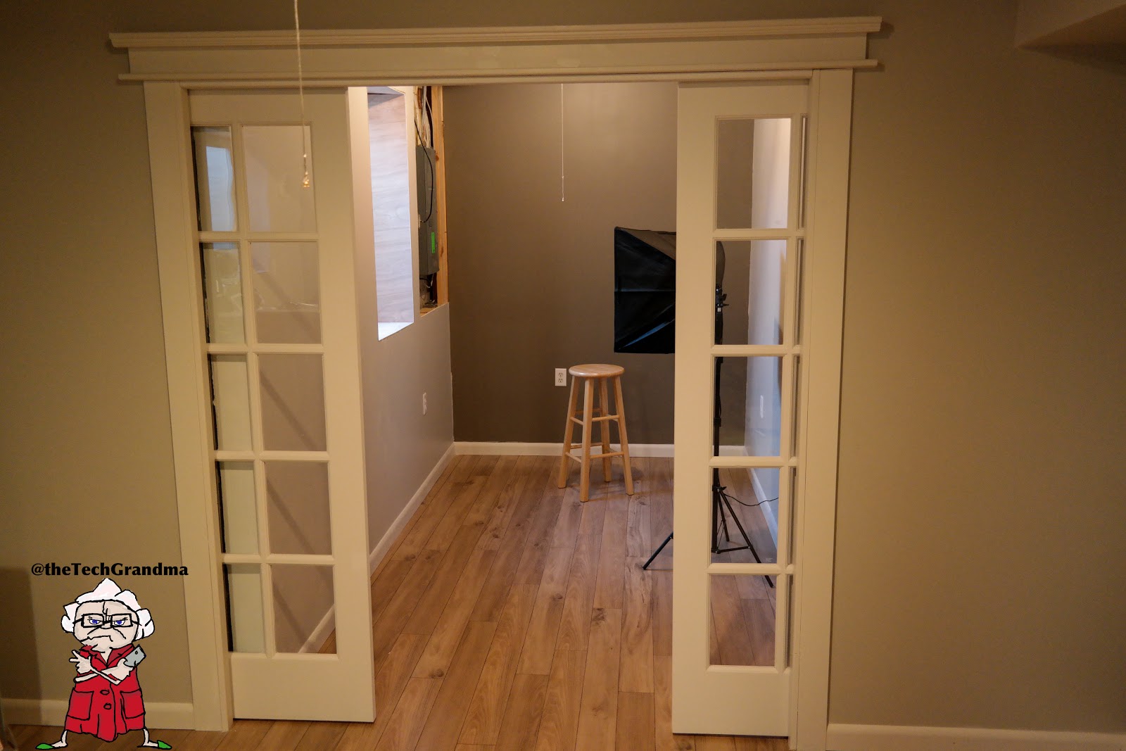 The Tech Grandma fancy header for pocket doors