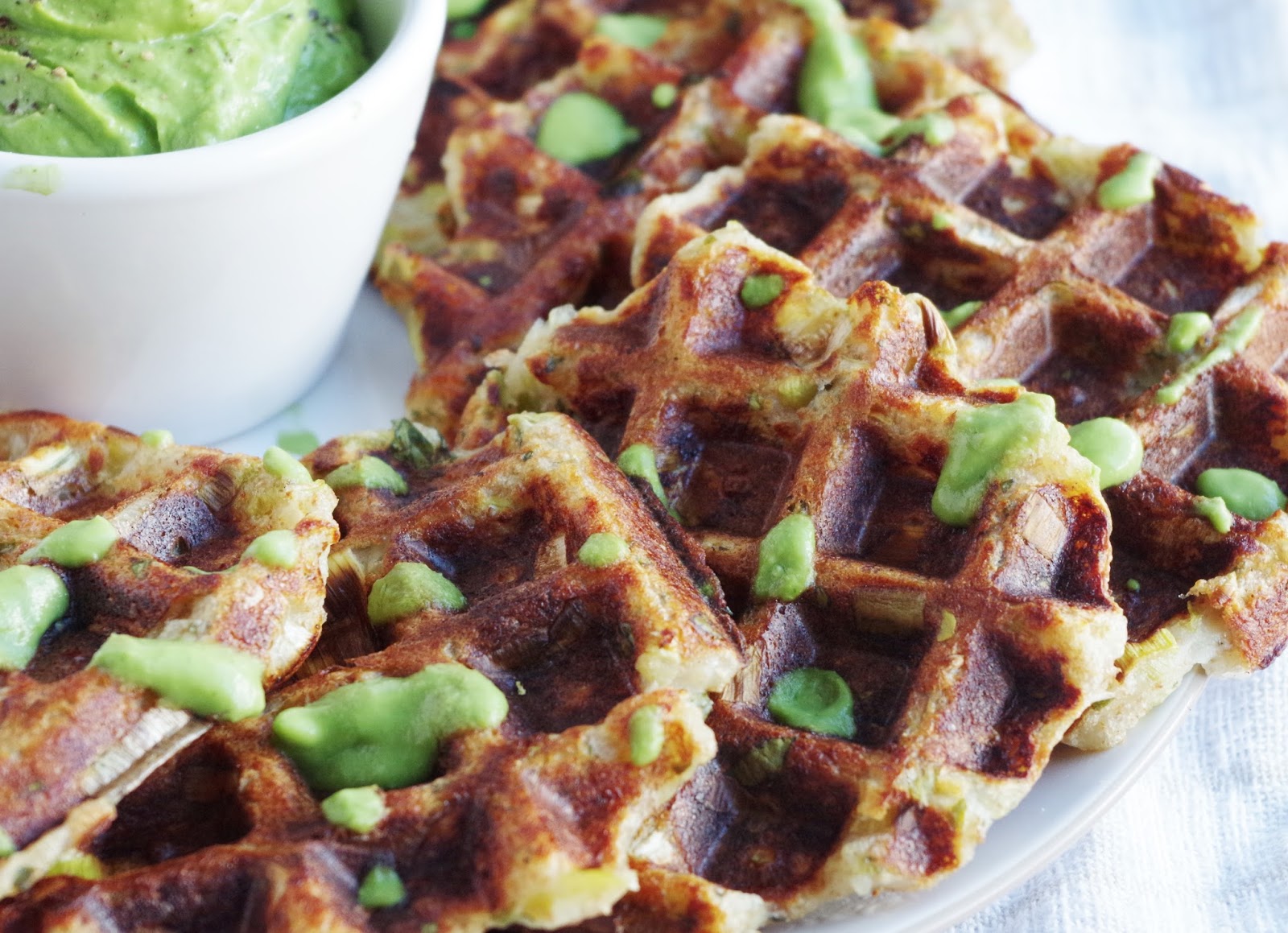 Potato and Leek Waffles with Avocado Dip Euphoric Vegan
