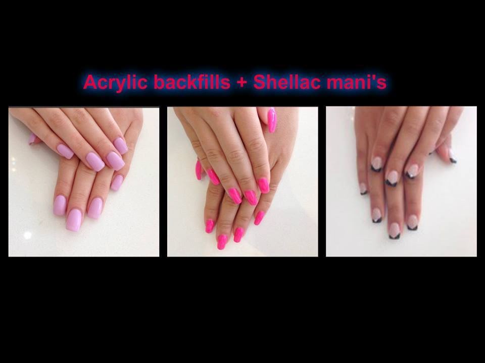 Acrylic extensions Shellac manicure clean and simple classic pinks