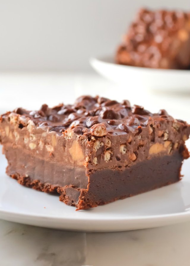 Peanut Butter Cup Crunch Brownies are like a little slice of heaven for a chocolate peanut butter lover from Serena Bakes Simply From Scratch.