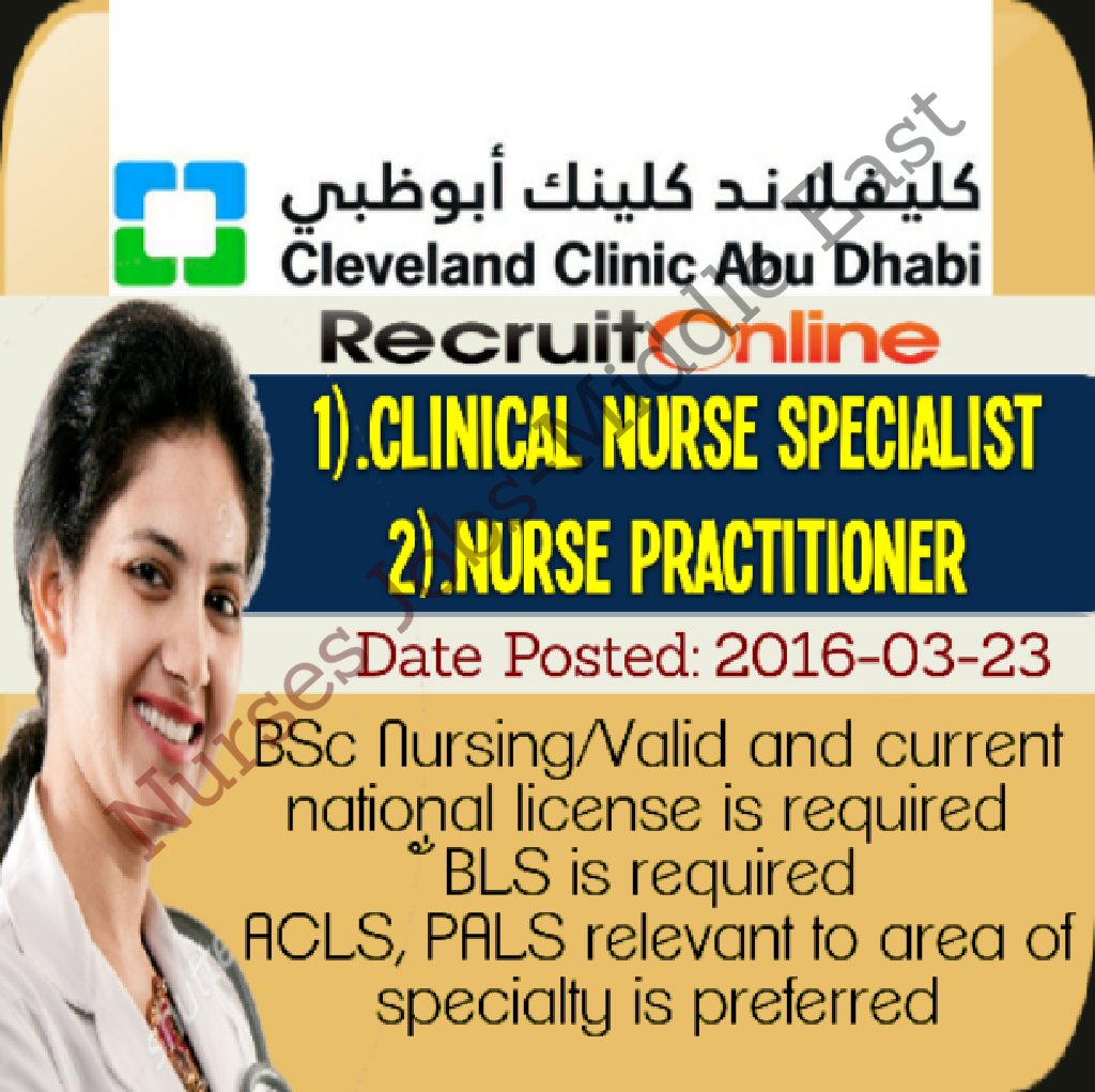 .Nurses JobsMiddle East cleveland clinic abu dhabi nursing jobs