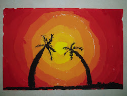 sunset paintings hawaii grade 4th lessons orange yellow painting paint projects hawaiian project elementary mixing missyoungsartroom young summer colors miss