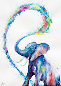 03-Mother-Elephant-Marc-Allante-Wild-Animal-Paintings-with-a-Splash-of-Color-www-designstack-co