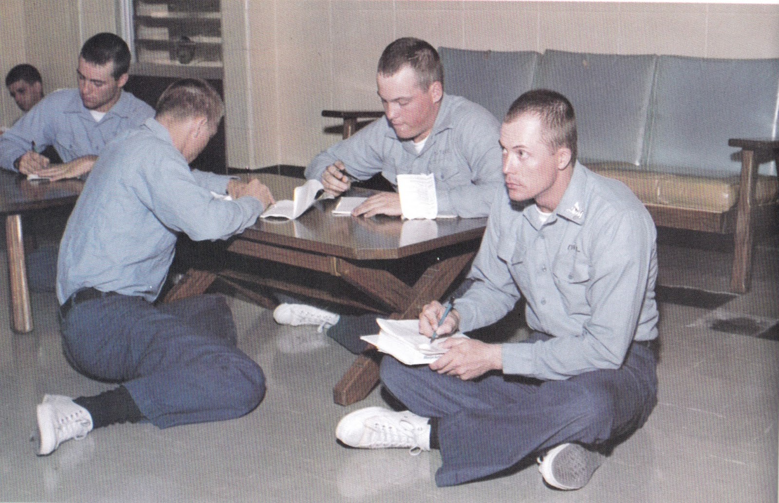 Company 42 boot camp barracks. The guys writing home Orlando, Florida 1981