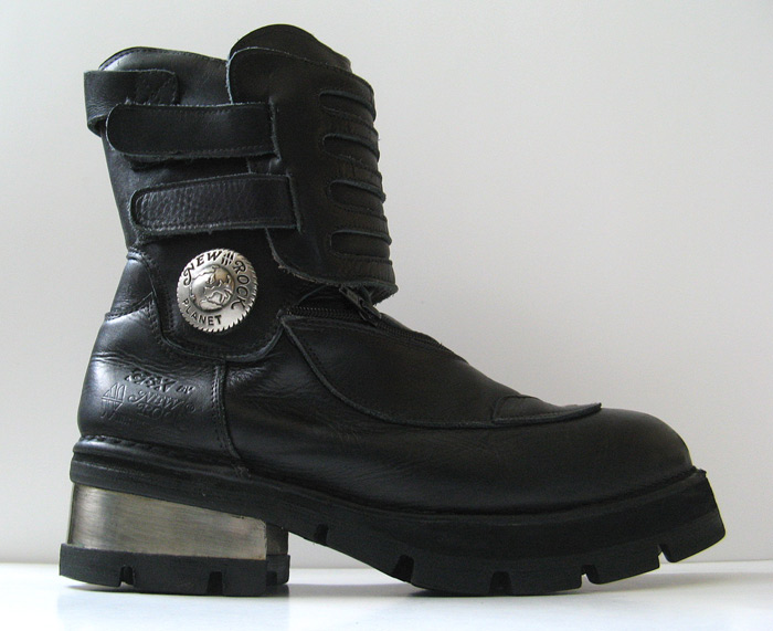 NEW ROCK MOTORCYCLE BOOTS BLACK LEATHER MENS BOOTS SIZE 11 11.5