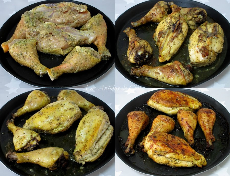 Preparación pollo al horno con hierbas provenzales y limón