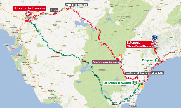 Mapa Etapa 8 La Vuelta 2013. Jerez de la Frontera / Estepona. Alto Peñas Blancas