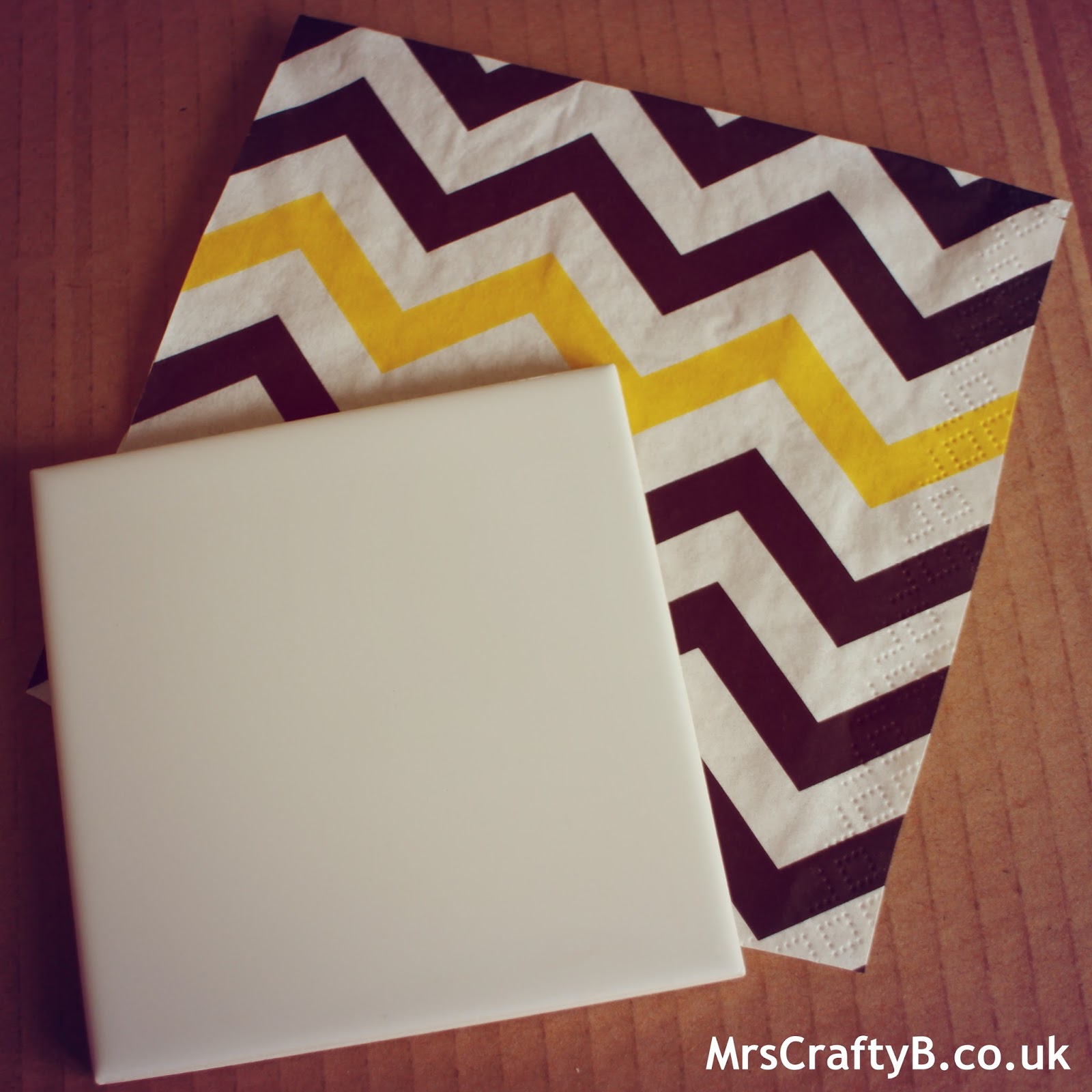 Mrs Crafty B How to Decoupage with Paper Napkins Make a Tile Coaster