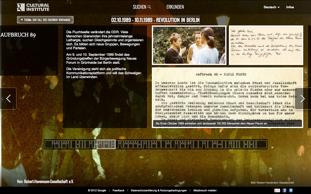 Screenshot Google Online Ausstellung Fall des eisernen Vorhangs