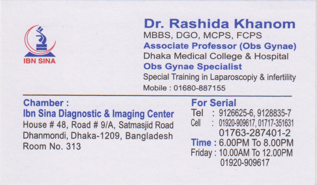 Bangladesh Doctor Information and Health Tips Gynae & Obstetrics