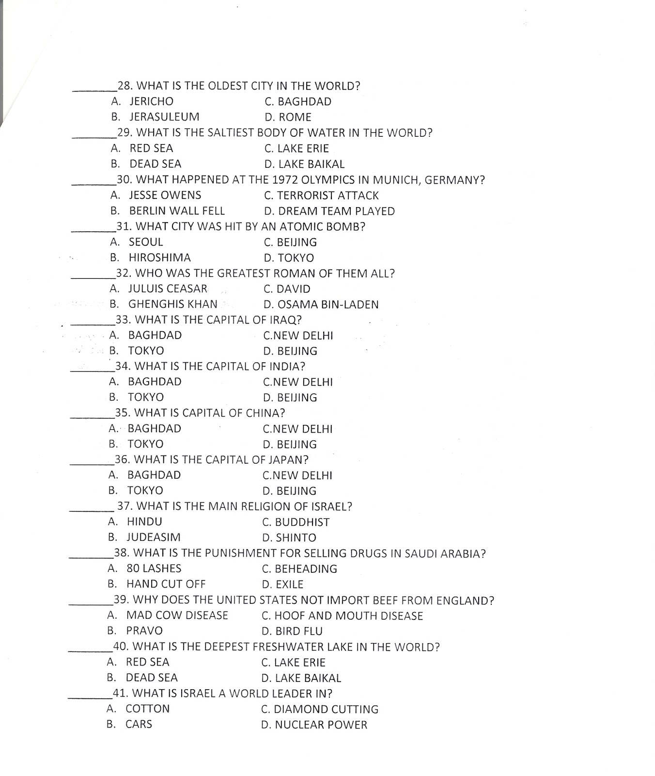 Mr. E's World Geography Page World Geography 2017 Final Exams and