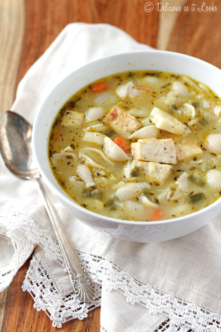 Delicious as it Looks White Minestrone with Tofu {LowFODMAP & Vegan}