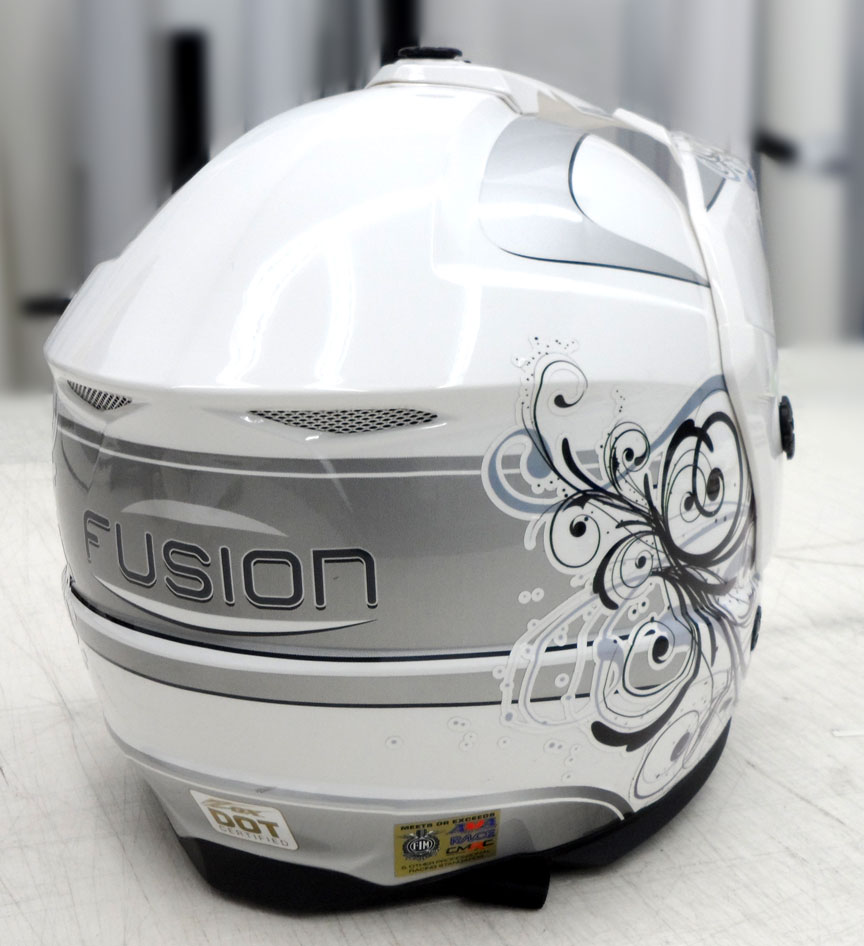 omecca custom graphic design Vinyl on a Helmet