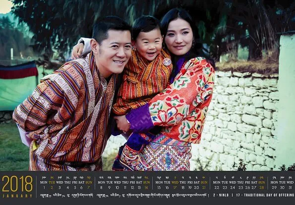 Bhutanese royal family released January 2018 Calendar