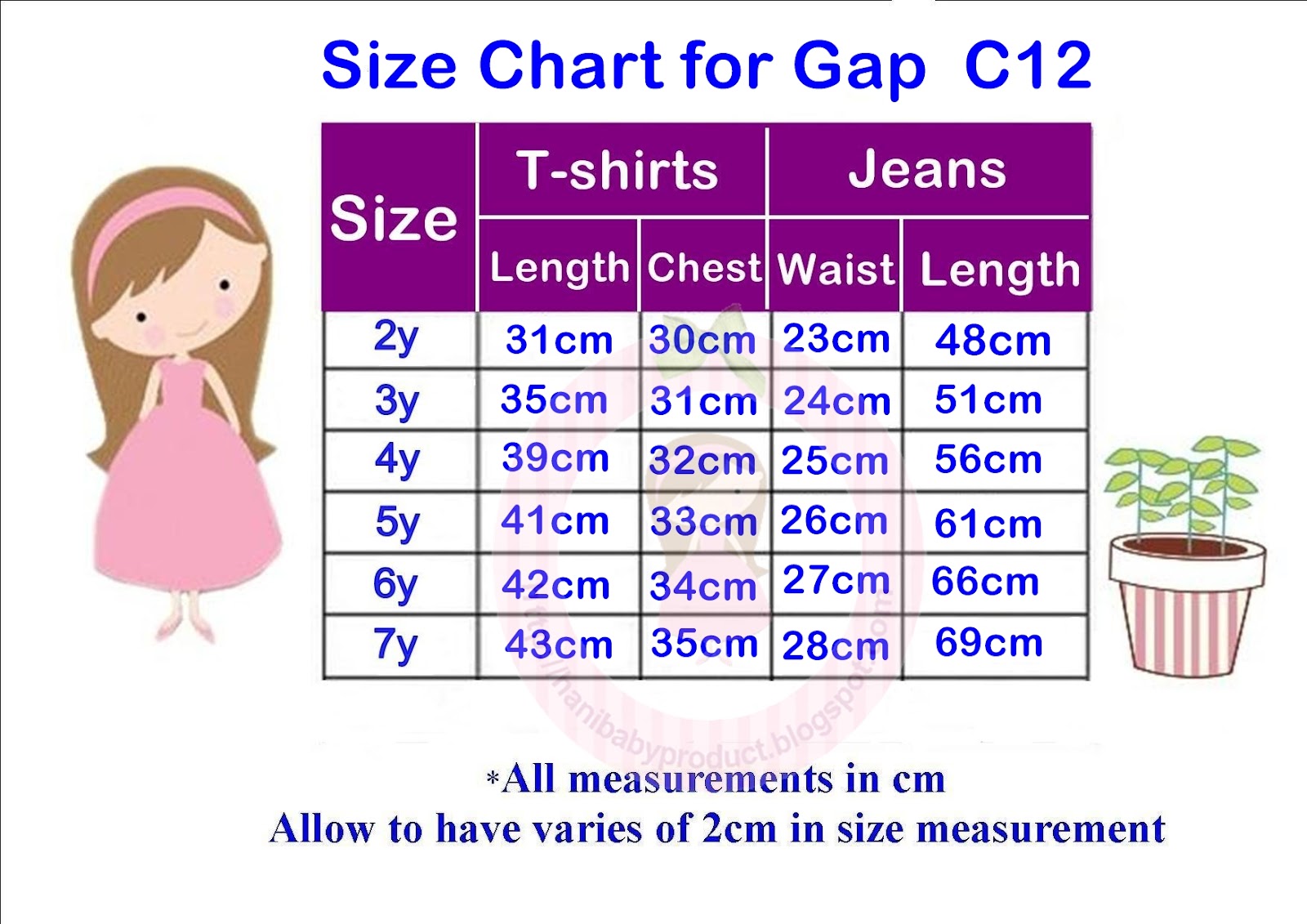 Gap Size Chart Kids