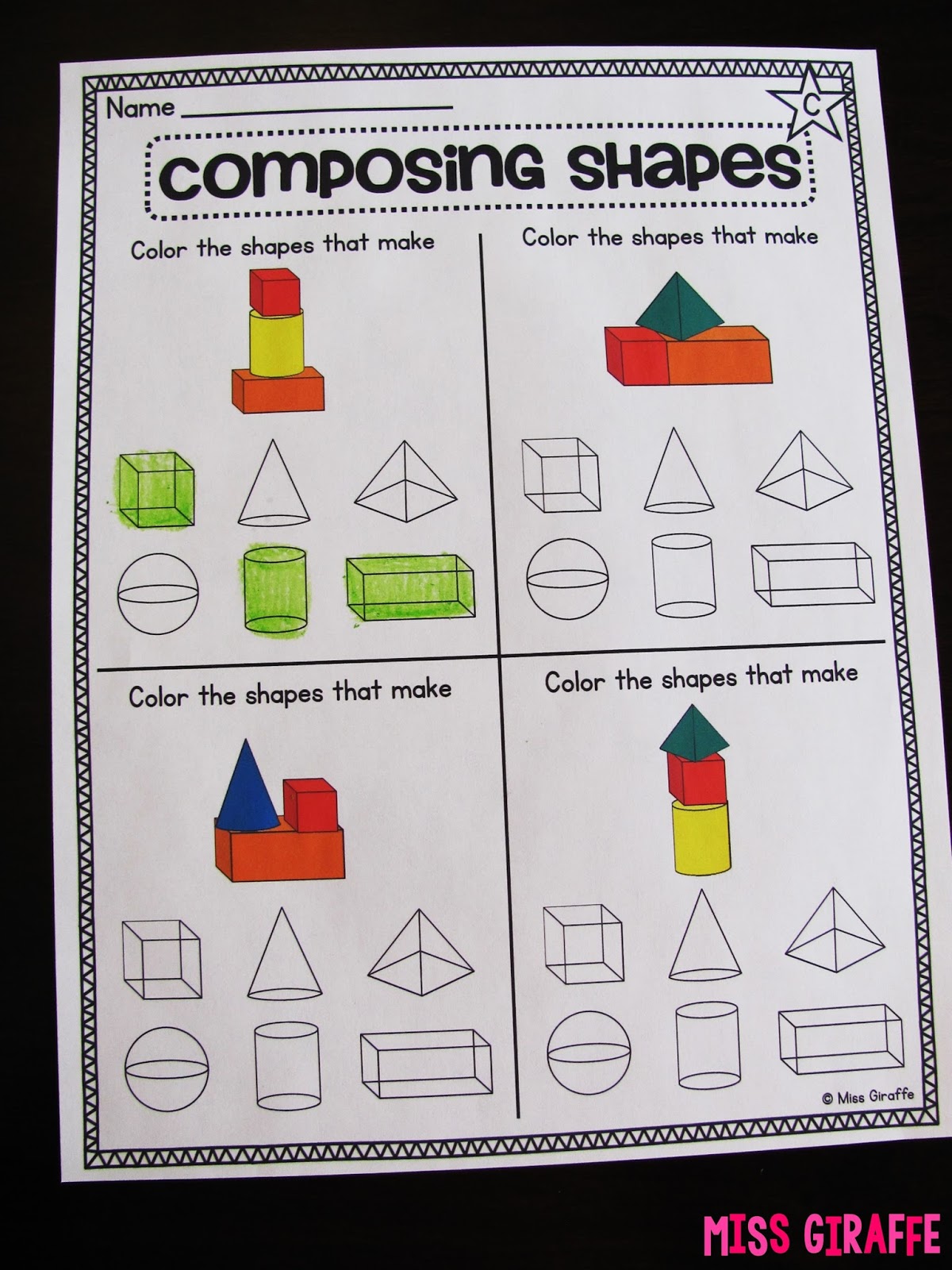Miss Giraffe's Class: Composing Shapes in 1st Grade
