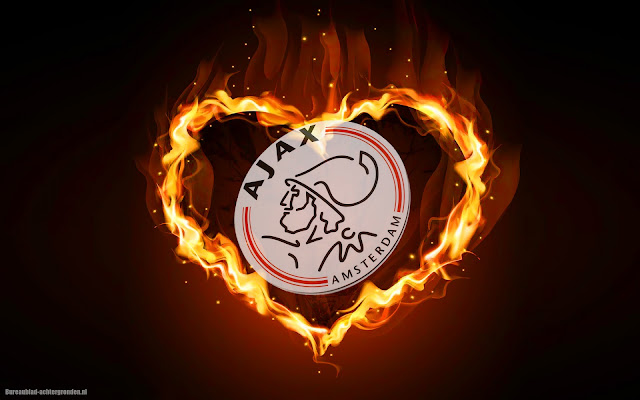 Ajax achtergrond met liefdes hartje van vuur