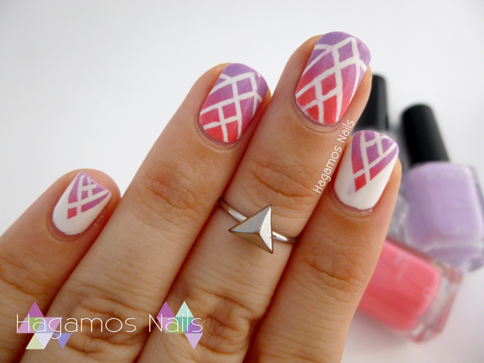 Nail art Degradado Morado y Rosa. Hagamos Nails