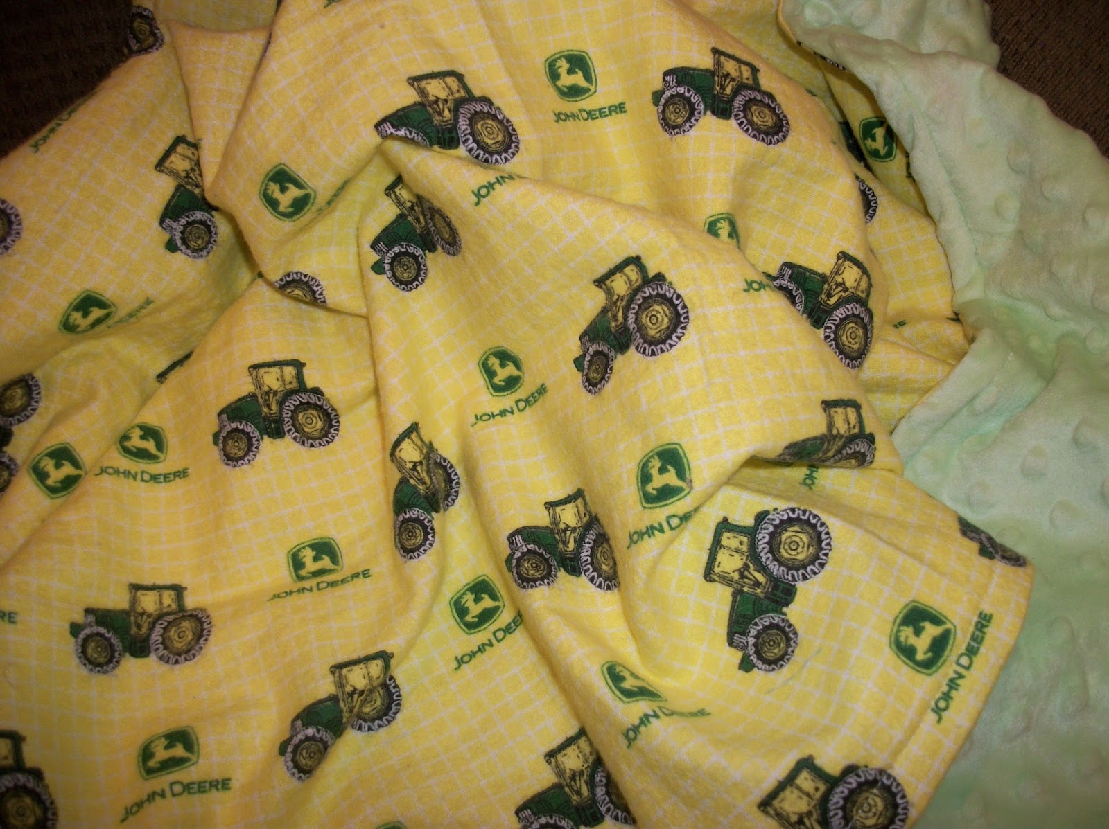 Deerecountry Quilts John Deere minkee receiving blanket