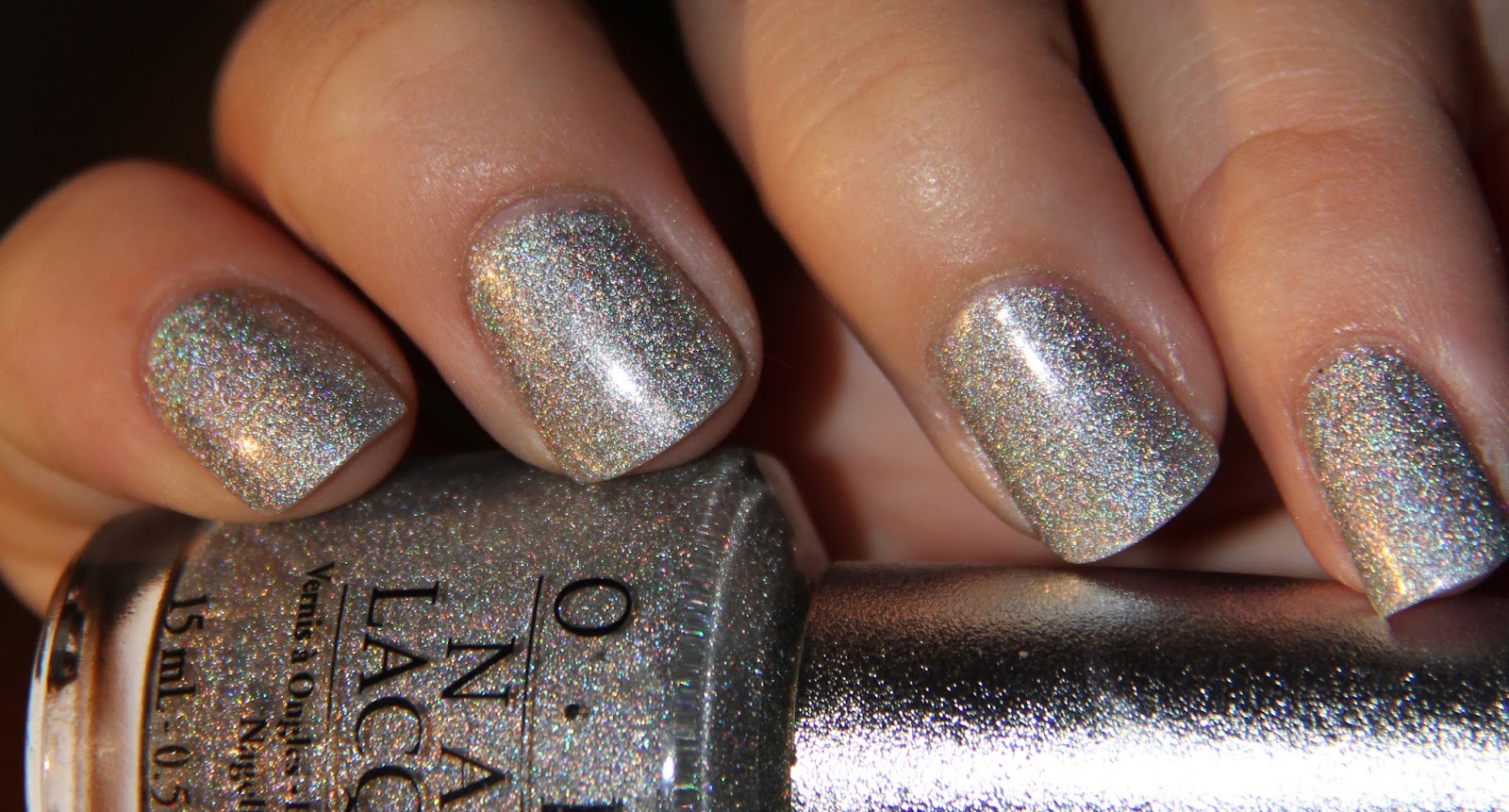 Silver nail polish with glitter