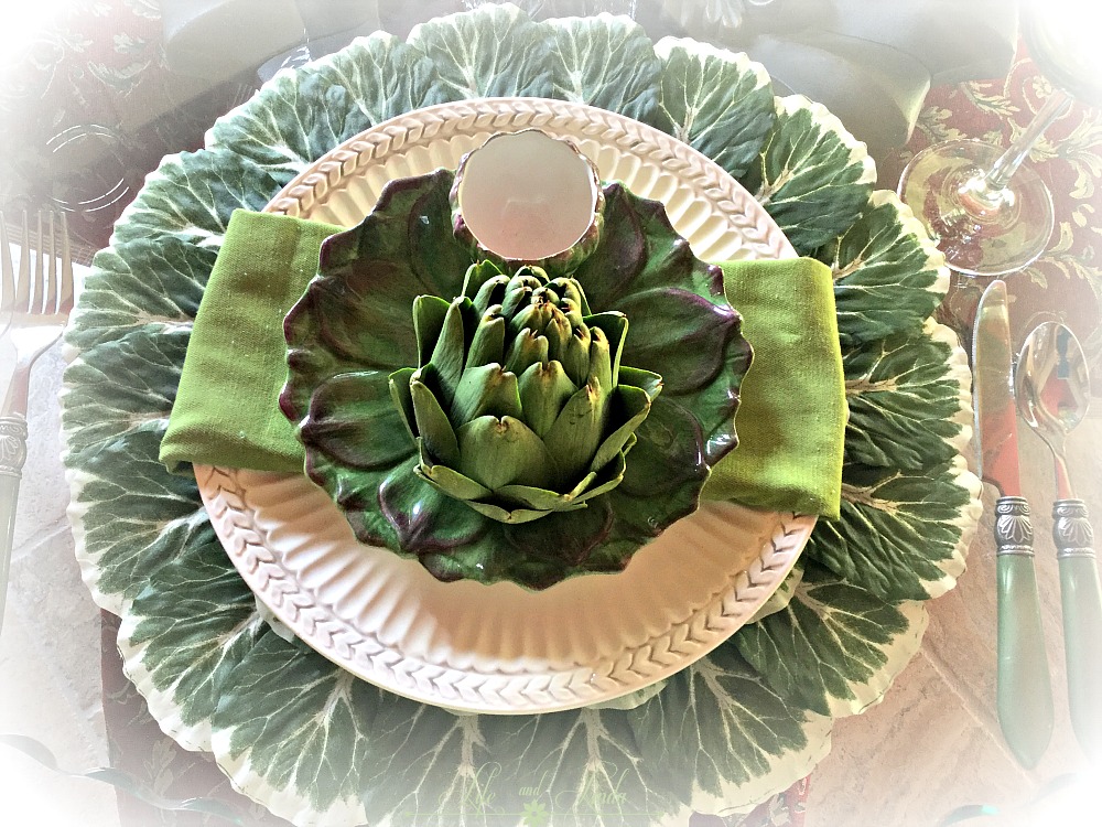 Pretty Artichoke Tablescape Life and Linda