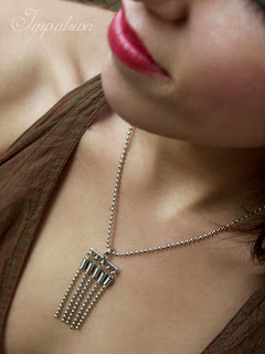 Fringe necklace made of stainless steel dog tag ball chain for women