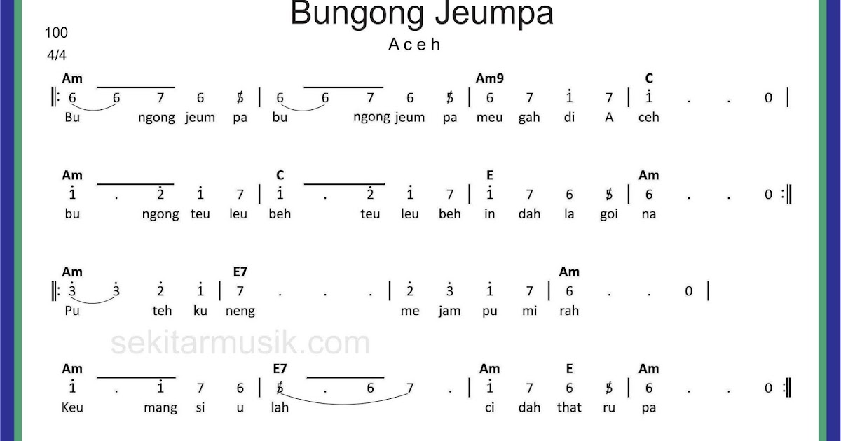 Lirik Lagu Bungong Jeumpa Beserta Artinya