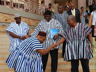 President John Dramani Mahama and some dignitaries wearing fugu