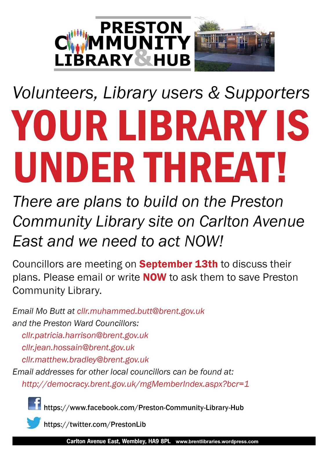 WEMBLEY MATTERS Preston Library Campaign builds ahead of Tuesday's