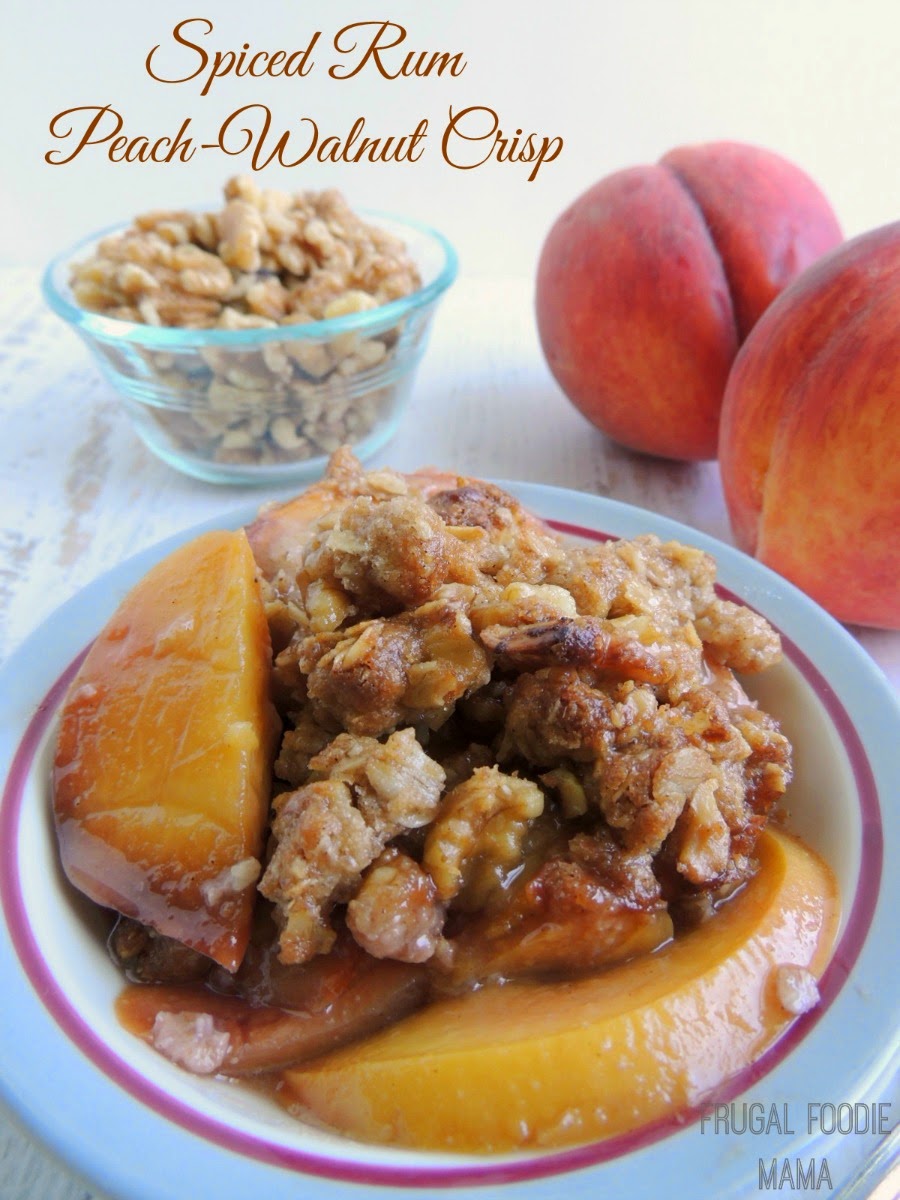 This easy Spiced Rum Peach-Walnut Crisp is the perfect marriage of summer sweet peaches and the warm spices of fall.