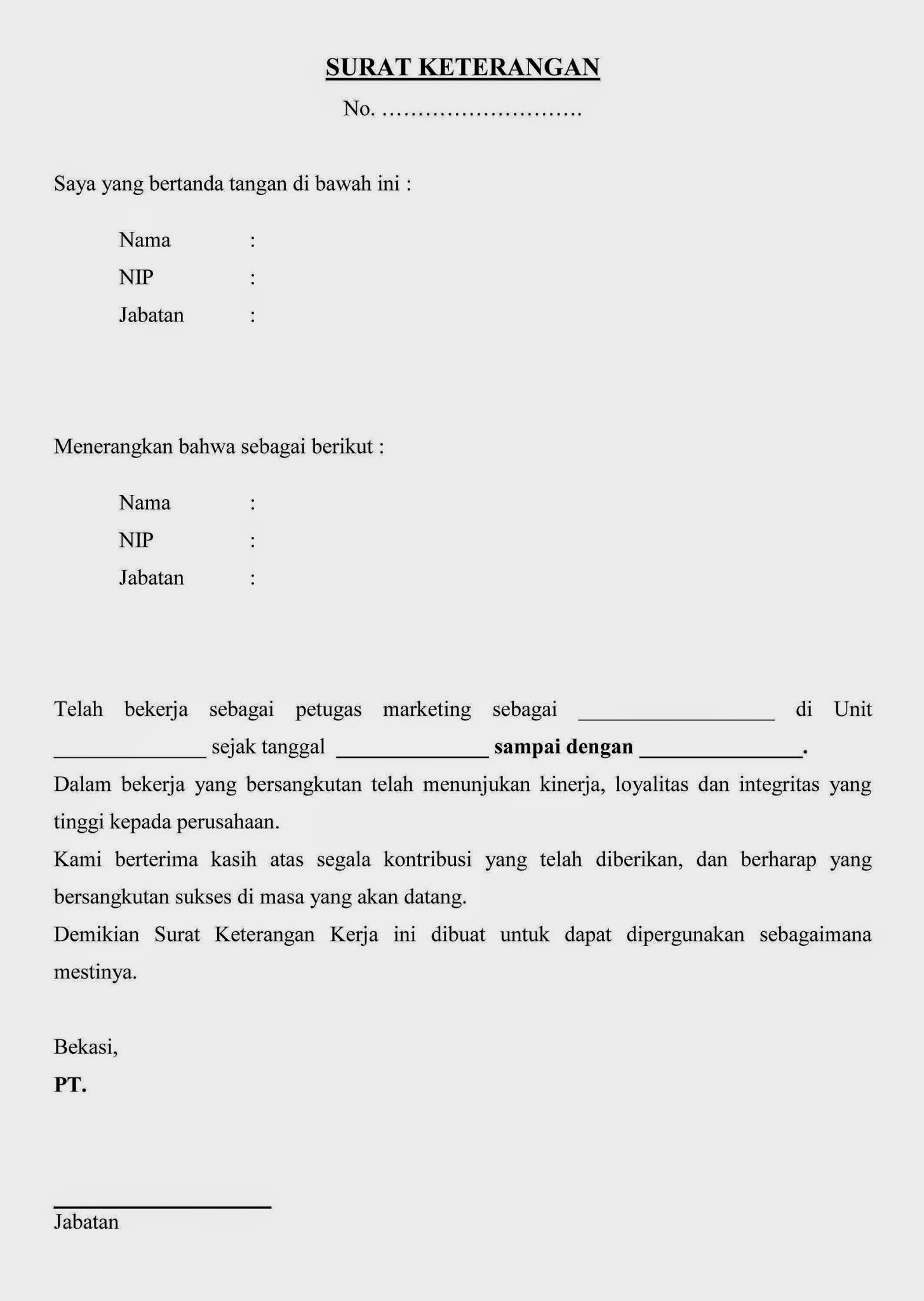 Contoh Surat Pengalaman Kerja - Paklaring - IDNOffice