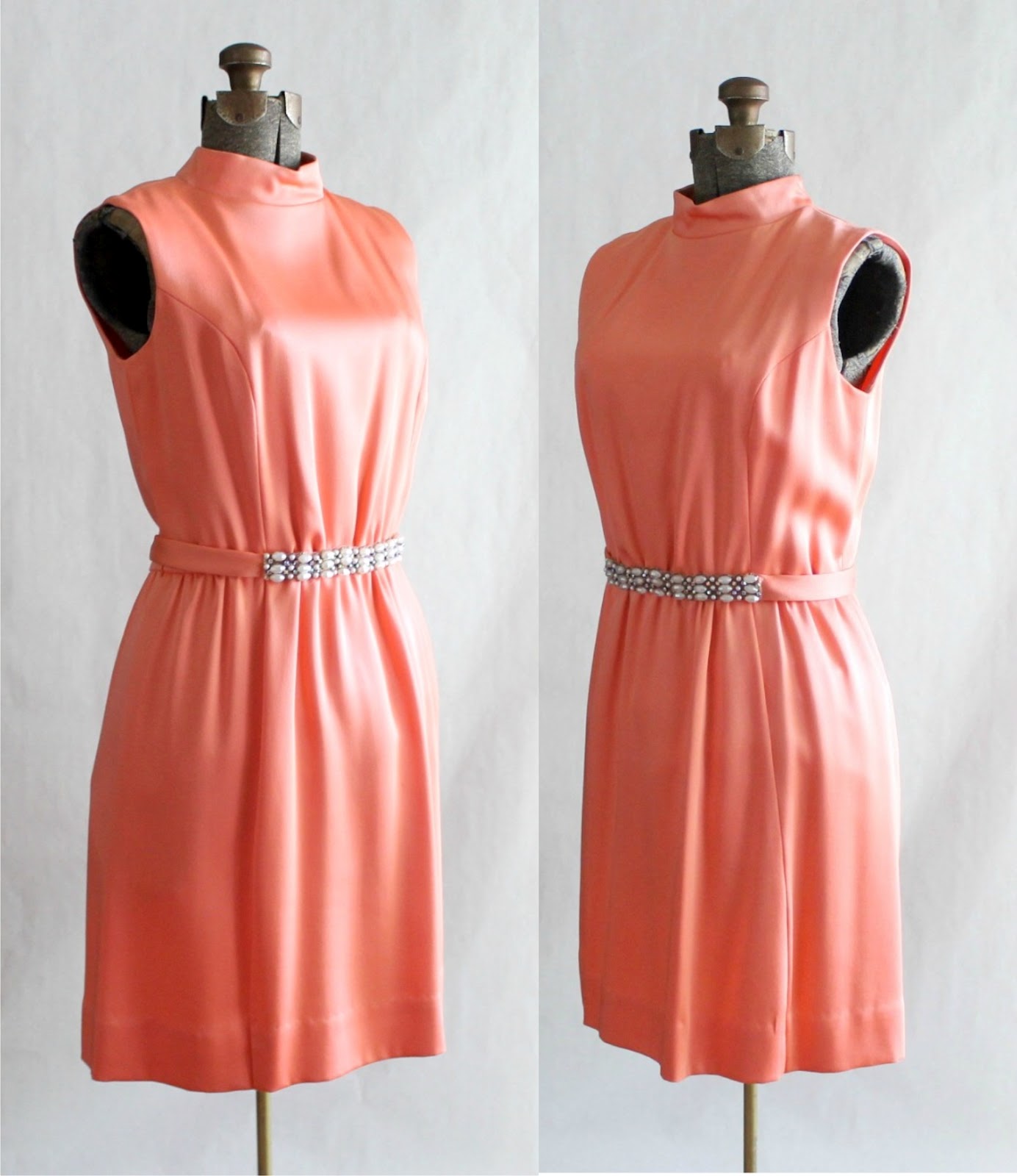 Mod Human Vintage: Spotlight / 1950s Coral Satin Dress
