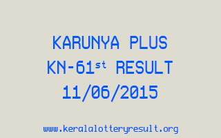 Karunya Plus KN 61 Lottery Result 11-6-2015