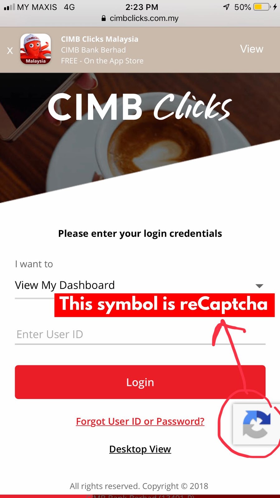 cimbclicks added security via recaptcha