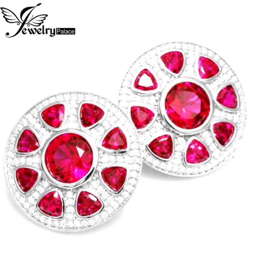 ٩‿۶A Pair of Ultra Big Pigeon Blood Created Ruby Clip Earrings ٩‿۶A Pair of Ultra Big Pigeon Blood Created Ruby Clip Earrings