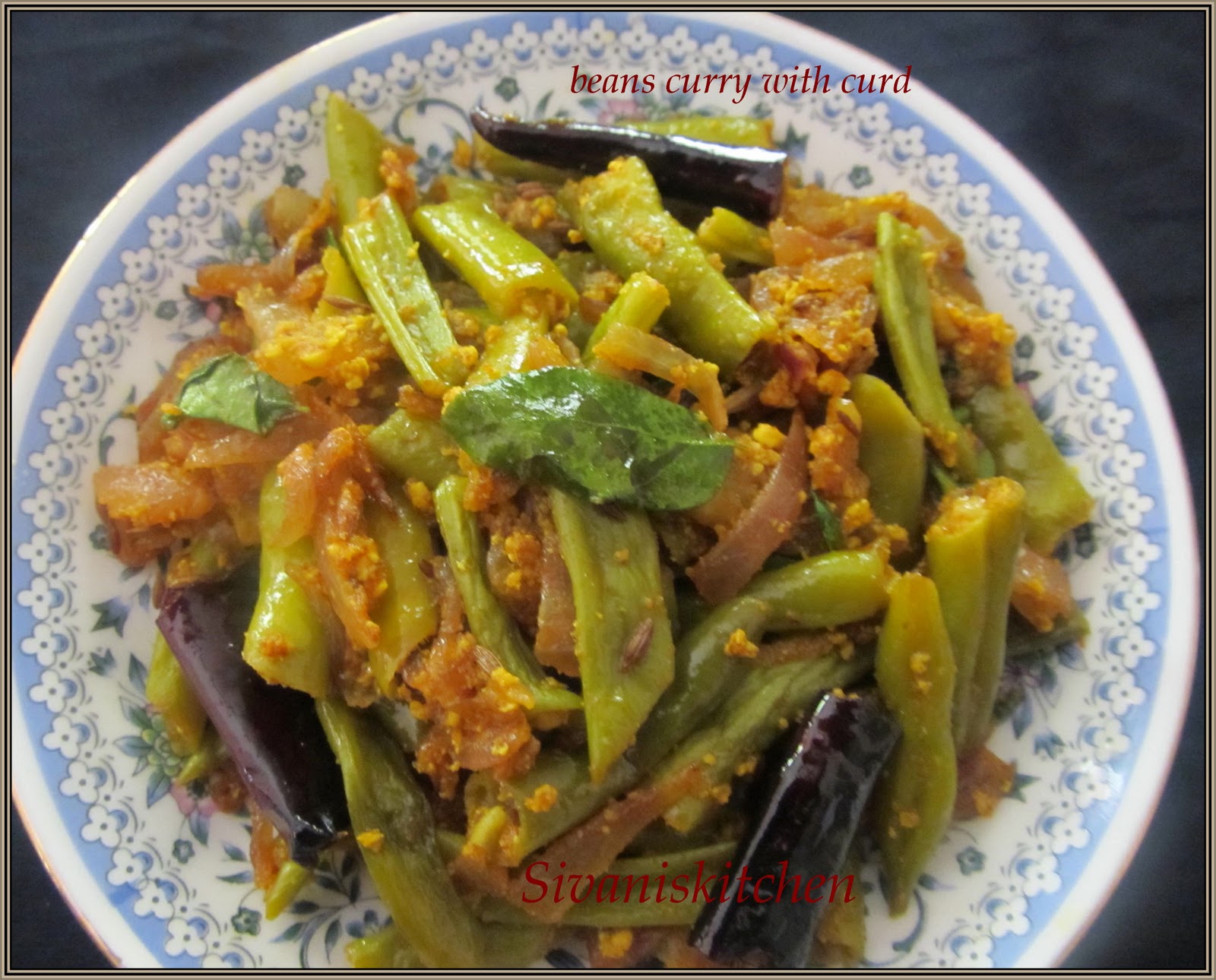 Sivani's Kitchen Beans Curry With Curd & Onion
